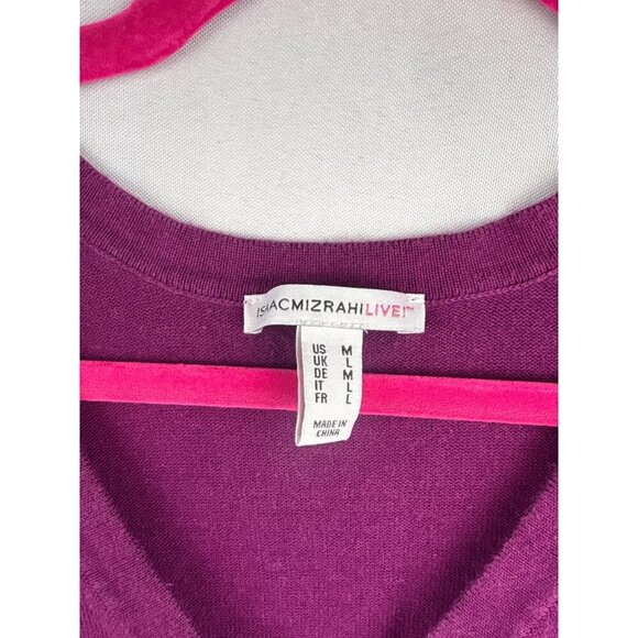 Isaac Mizrahi Live! Womens Purple V-Neck Button-Down Cardigan M - Picture 3 of 5